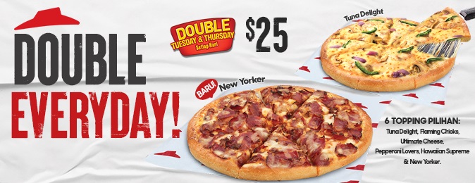 Double Tuesday & Thursday – Regular Pizzas